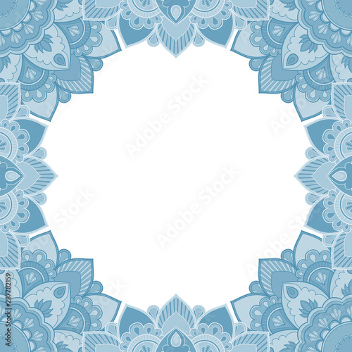 Abstract floral decorative frame for greeting card or invitation in ethnic style