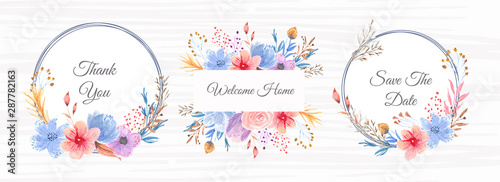 Beautiful floral watercolor frame collection