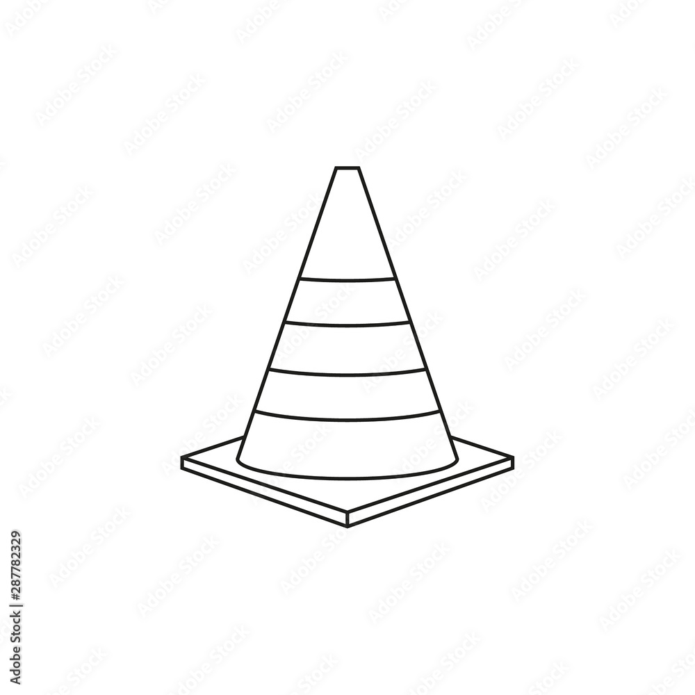 Construction traffic cone outline icon, warning sign design. Vector illustration. Construction traffic cone outline icon, warning sign design. Vector illustration.