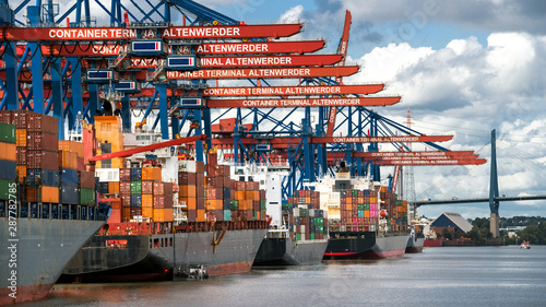 Container Ship Parade moored in Harbor photo