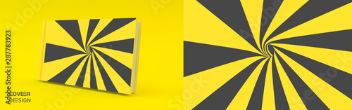 Cover design template. Black and yellow pattern with optical illusion. Applicable for placards, banners, book covers, brochures, planners or notebooks. 3d vector illustration.