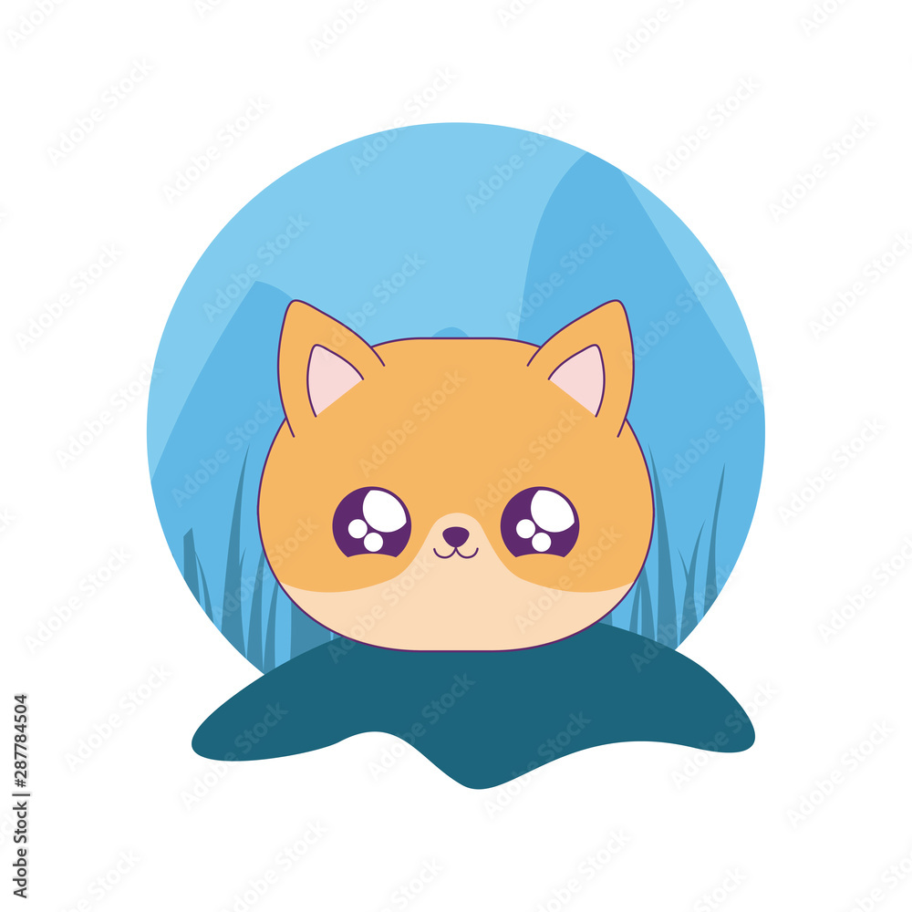 Obraz premium cute head of fox baby animal kawaii