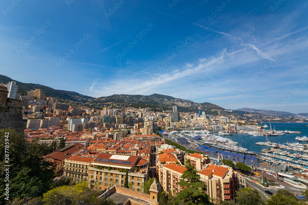 Wide view from top on Monaco bay
