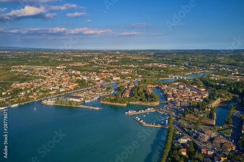 Beautiful view of the city of Peschiera del Garda, Italy. Aerial photography with drone. © Berg