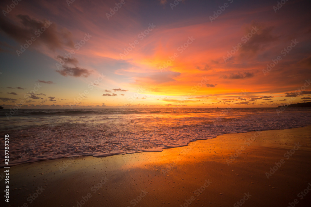 sea scape on the sunset at the beach in Thailand