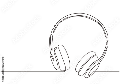 Continuous one line drawing of headphones vector illustration minimalism music symbol for listening music.