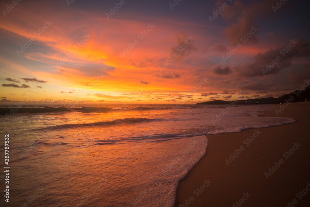 sea scape on the sunset at the beach in Thailand