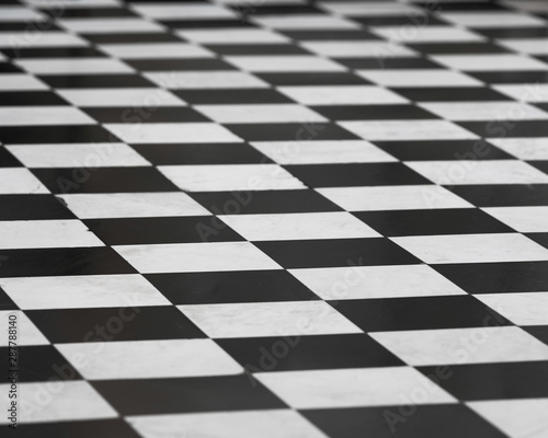 Checkered black and white tile floor inside the Cathedral of St. Patrick of Harrisburg, Pennsylvania
