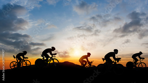 Cycling triathlon on mountain