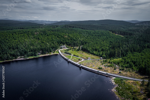 The Bedrichov Dam Reservoir was built in 1902-1905 on the Black Neisse River at the instigation of the flood in 1897 and is used for water and energy purposes. The dam is 23 m high and 340 m long. photo