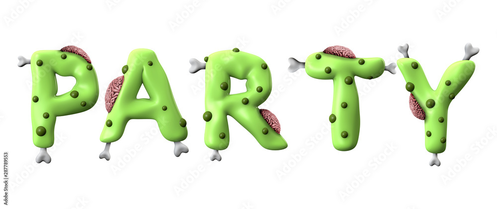 Fototapeta premium Party halloween word made from green zombie lettering