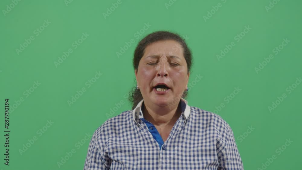 Woman Yawning Deeply Looking Into The Camera
