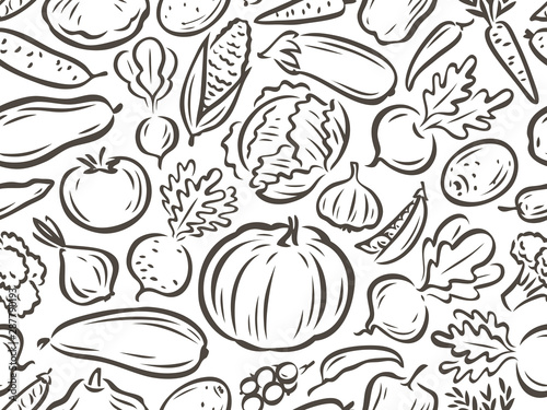 vegetables seamless background. healthy food concept. vector illustration