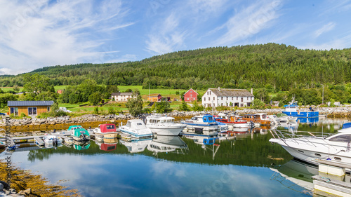 Pictureseque small fishing village Eidsora along Tingvollfjorden in More og Romsdal county in Norway