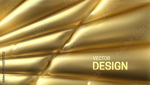 Stitched and inflated golden fabric decoration.