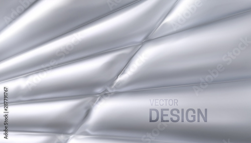Stitched and inflated white fabric decoration. Abstract background. Vector 3d illustration. Trendy cover design. Banner template