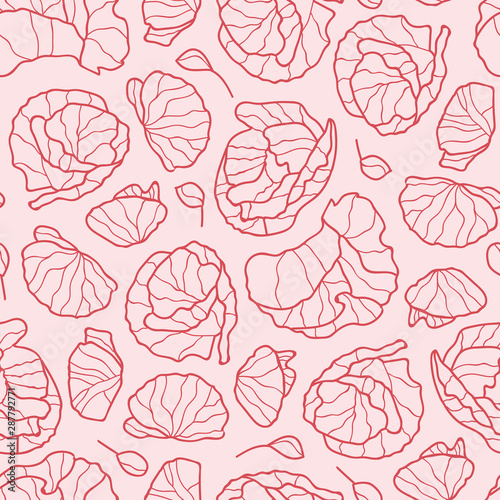 Vector flowers seamless pattern in red and pink. Simple doodle poppy flower hand drawn made into repeat. Great for background, wallpaper, wrapping paper, packaging, fashion. © Marta Janicka