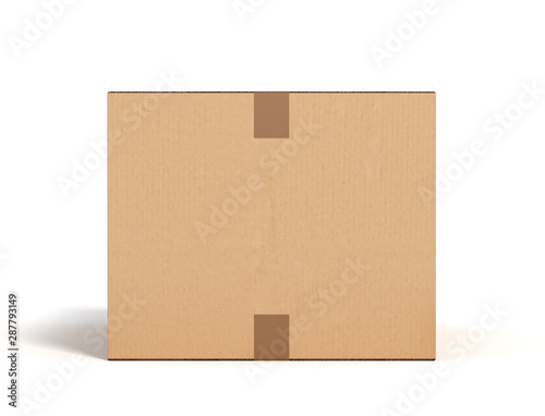 closed cardboard box on white backgroaund 3d rendering