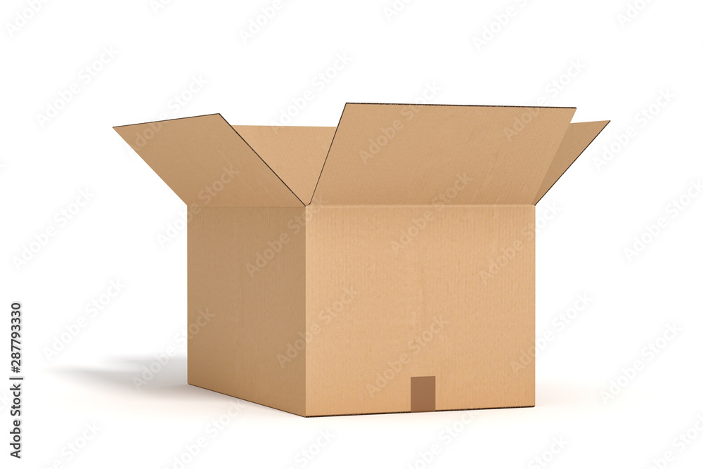 open cardboard box on white backgroaund 3d rendering Stock Illustration |  Adobe Stock
