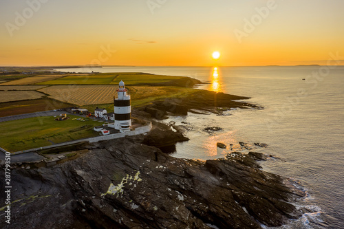Aerial view, Hook Lighthouse is a building situated on Hook Head at the tip of the Hook Peninsula in County Wexford, in Ireland.It is one of the oldest lighthouses in the world.