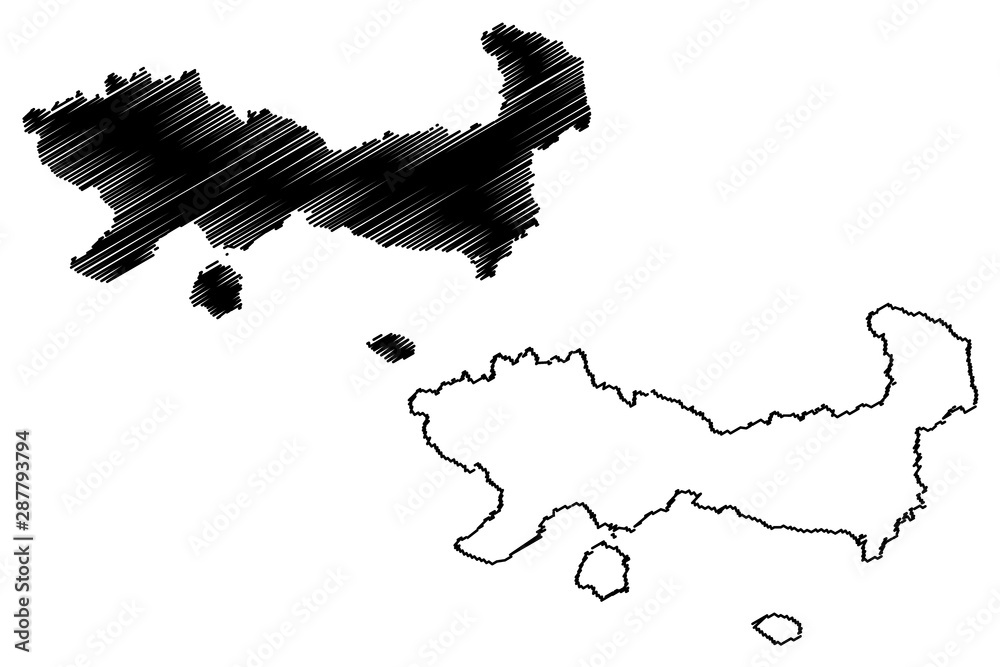 Eastern Macedonia and Thrace Region (Greece, Hellenic Republic, Hellas) map vector illustration, scribble sketch Eastern Macedonia and Thrace map