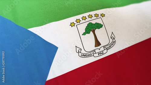 Equatorial Guinea national flag seamlessly waving on realistic satin 29.97FPS photo