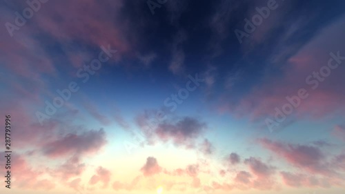 sunset sky with clouds, 3D rendering, great for digital composition, video presentation and architecture visualization