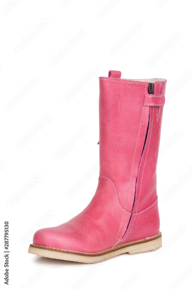 One stylish teenager woman female pink leather fall winter boot