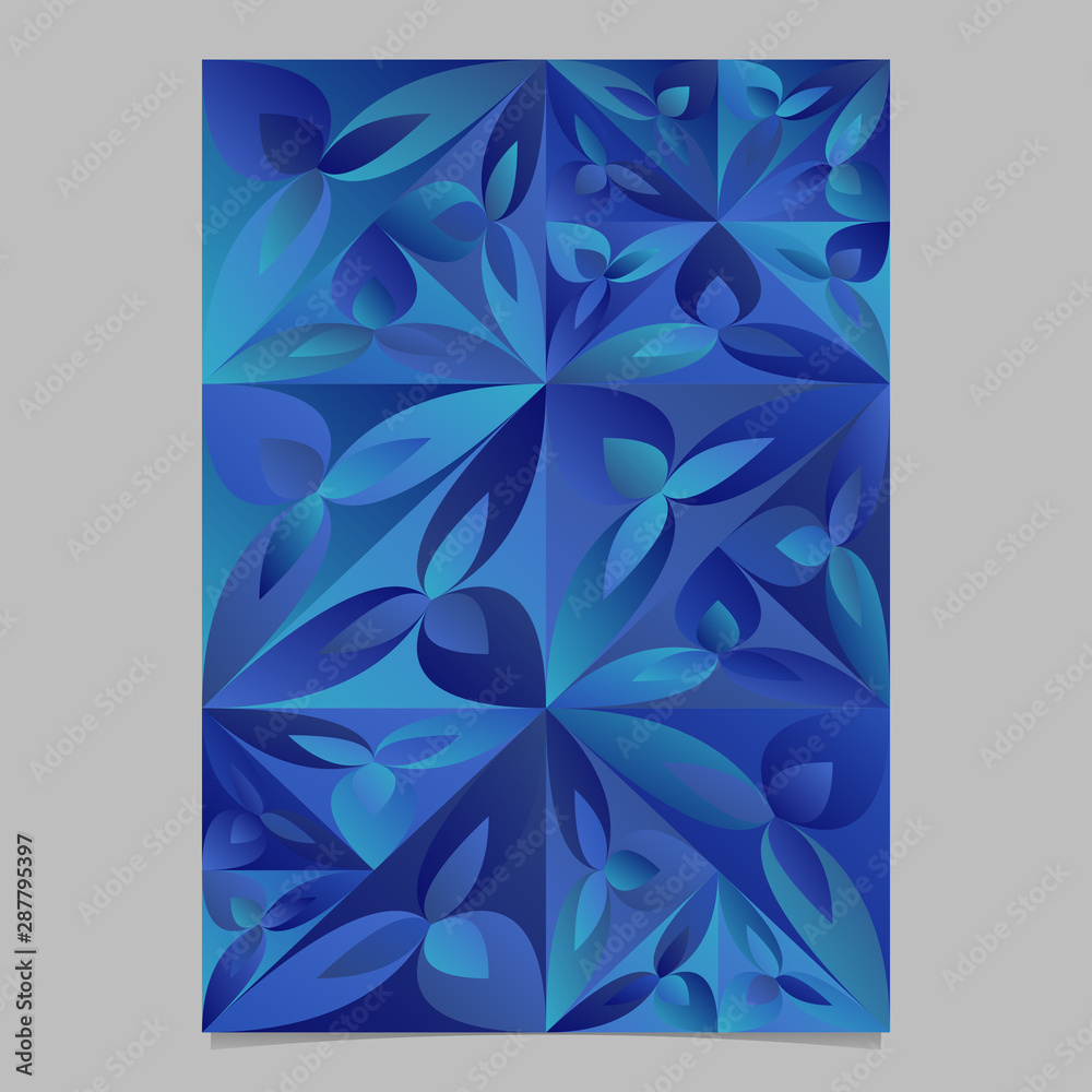 Floral mosaic pattern template - blue abstract vector flyer illustration
