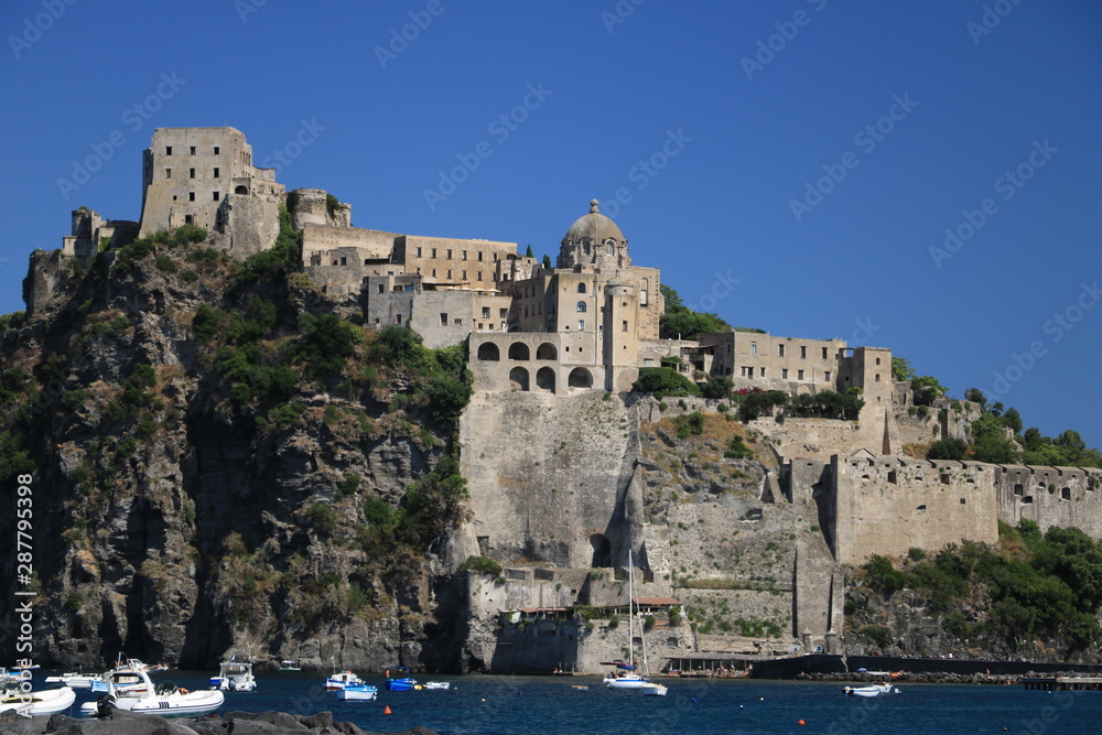 Ancient Aragonese Castle in Ischia Ponte. The fortification stan