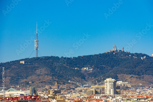 Temple of the Sacred Heart of Jesus on Tibidabo mountain above Barcelona, Spain