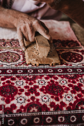 Making pattern of fabric Ajrak