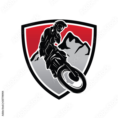 Moto Track or Motocross Jump Logo Vector