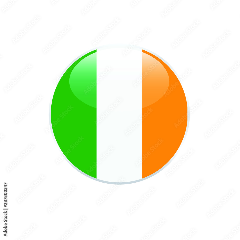 Ireland round flag . closy flag of Ireland - vector button. Ireland round flag . closy flag of Ireland - vector button.