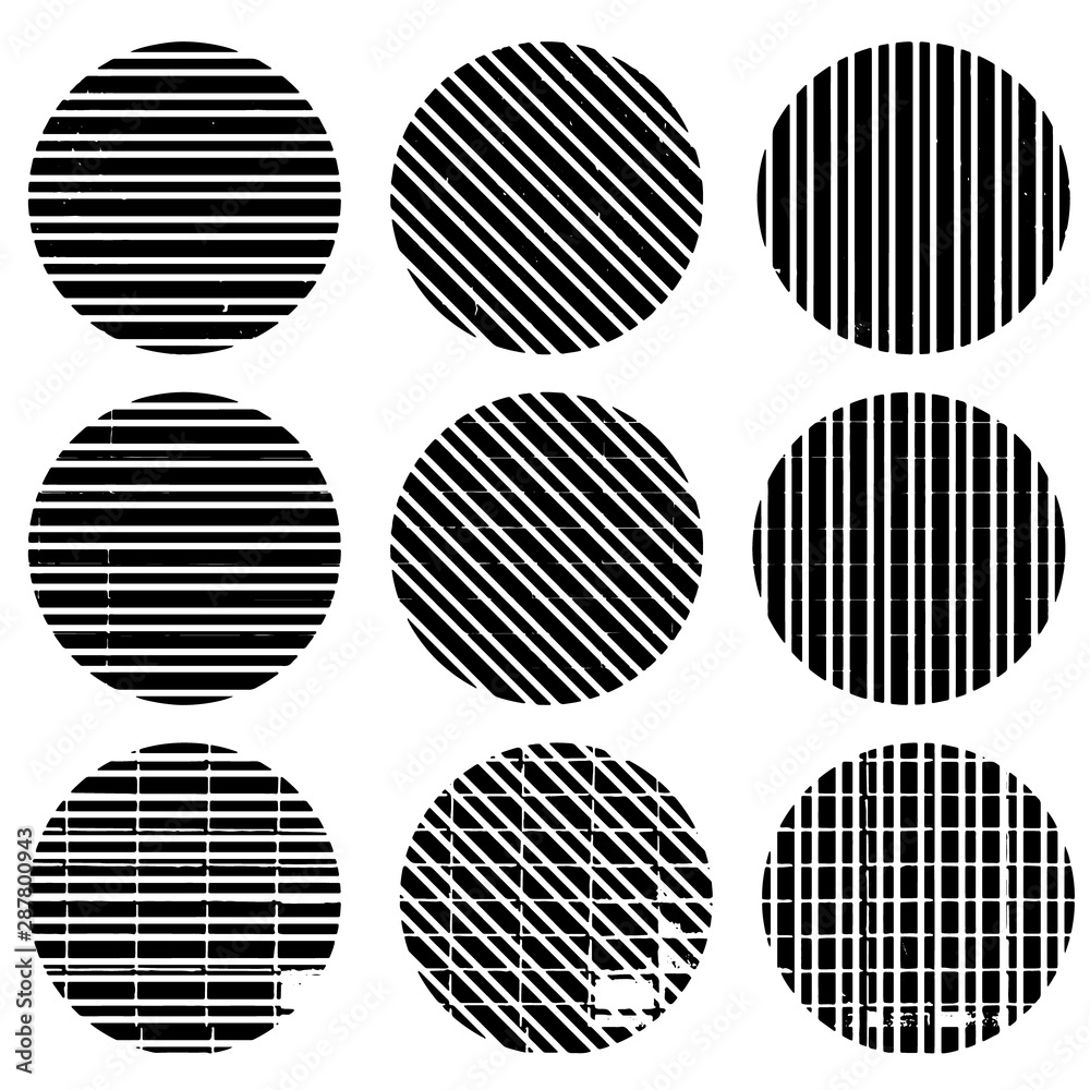 Different of Dirty diagonal striped line on circle.illustration vector