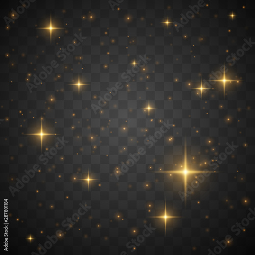 gold shine stars on transparent background photo