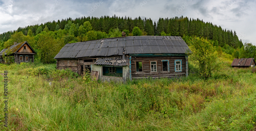 Houses abandoned non-residential in the village of Usva. Gremyachinsky district, Perm Krai, Russia