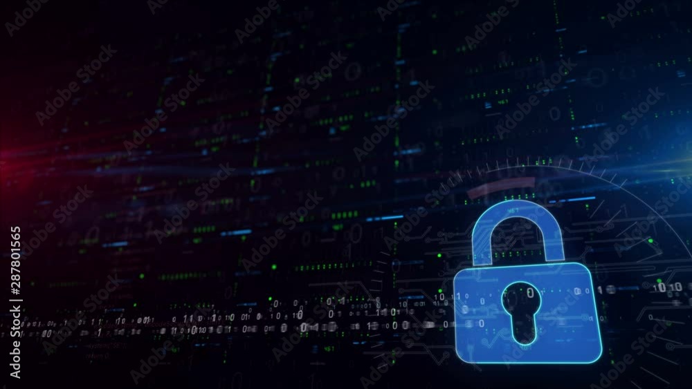 Cyber security and padlock symbol lower thirds. Seamless and loopable digital background with space for contents. Abstract futuristic concept of computer protection, firewall and internet safety. Cyber security and padlock symbol lower thirds. Seamless and loopable digital background with space for contents. Abstract futuristic concept of computer protection, firewall and internet safety.
