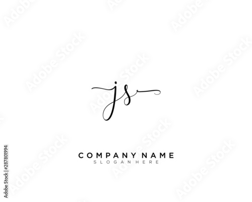 J S JS Initial handwriting logo vector	