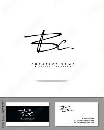 B C BC initial logo signature vector. Handwriting concept logo.