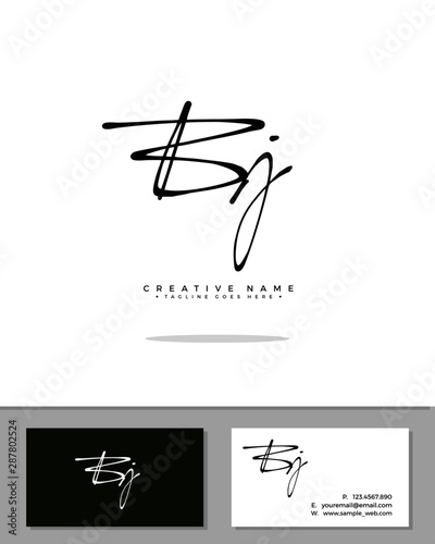 B J BJ initial logo signature vector. Handwriting concept logo.