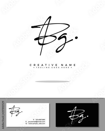 B G BG initial logo signature vector. Handwriting concept logo.