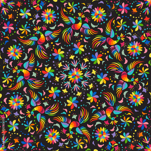 Mexican embroidery seamless pattern