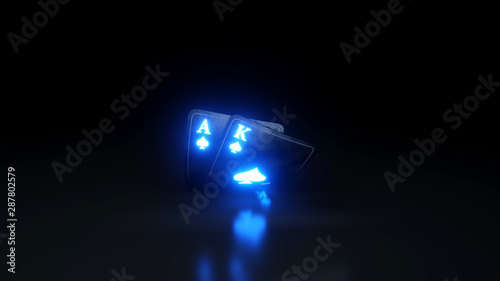 Black Jack Poker Casino Cards Concept - 3D Illustration