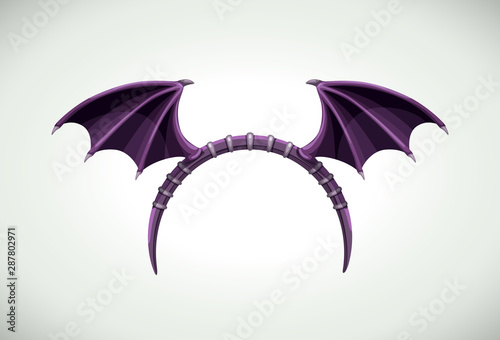 Halloween head band with dark bat wings. Vector icon.