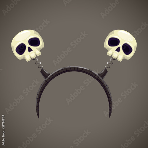 Head decor with creepy skulls, hair band, Halloween costume element.