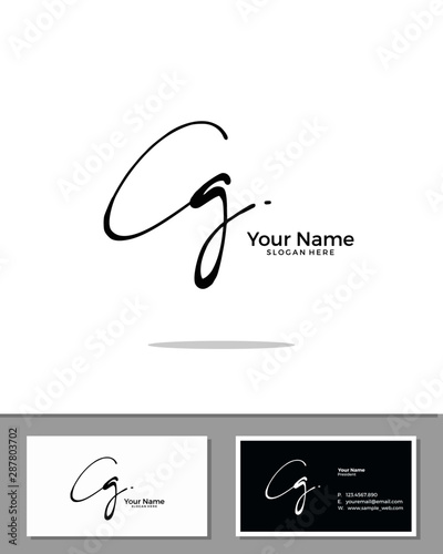 C G CG initial logo signature vector. Handwriting concept logo.