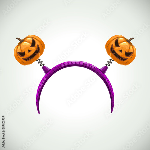 Hairband with pumpkins, head band decor. Vector Halloween element.