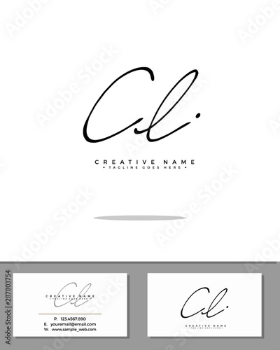 C L CL initial logo signature vector. Handwriting concept logo.