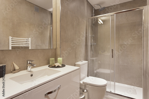 Modern Bathroom With Brown Tiles